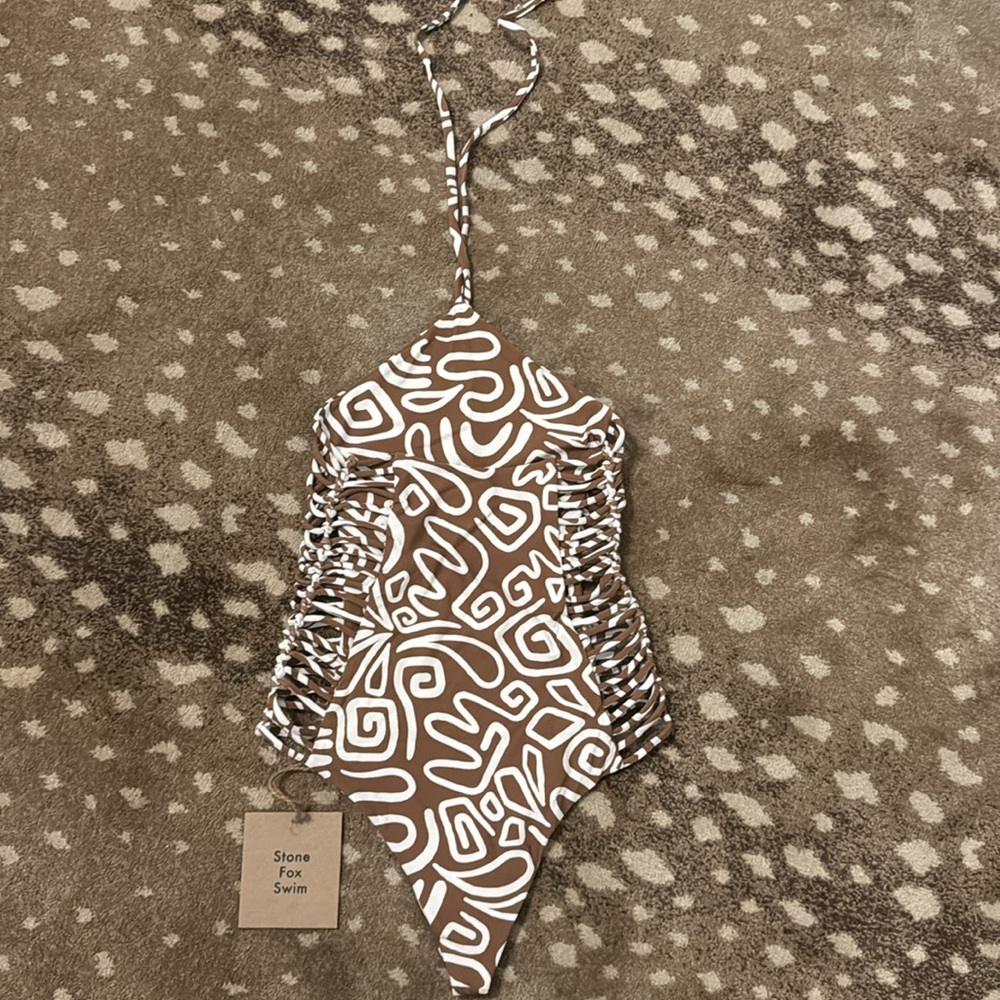 Stone Fox Fella One-Piece Swimsuit in Rawhide Swirl NWT - Picture 5 of 7